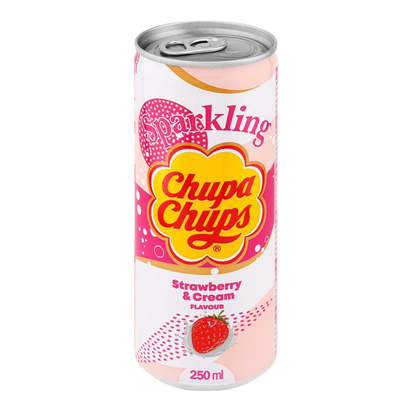 Chupa Chups Strawberry Cream 250ml – Erdbeer-Sahne-Soda im Lollipop-Design