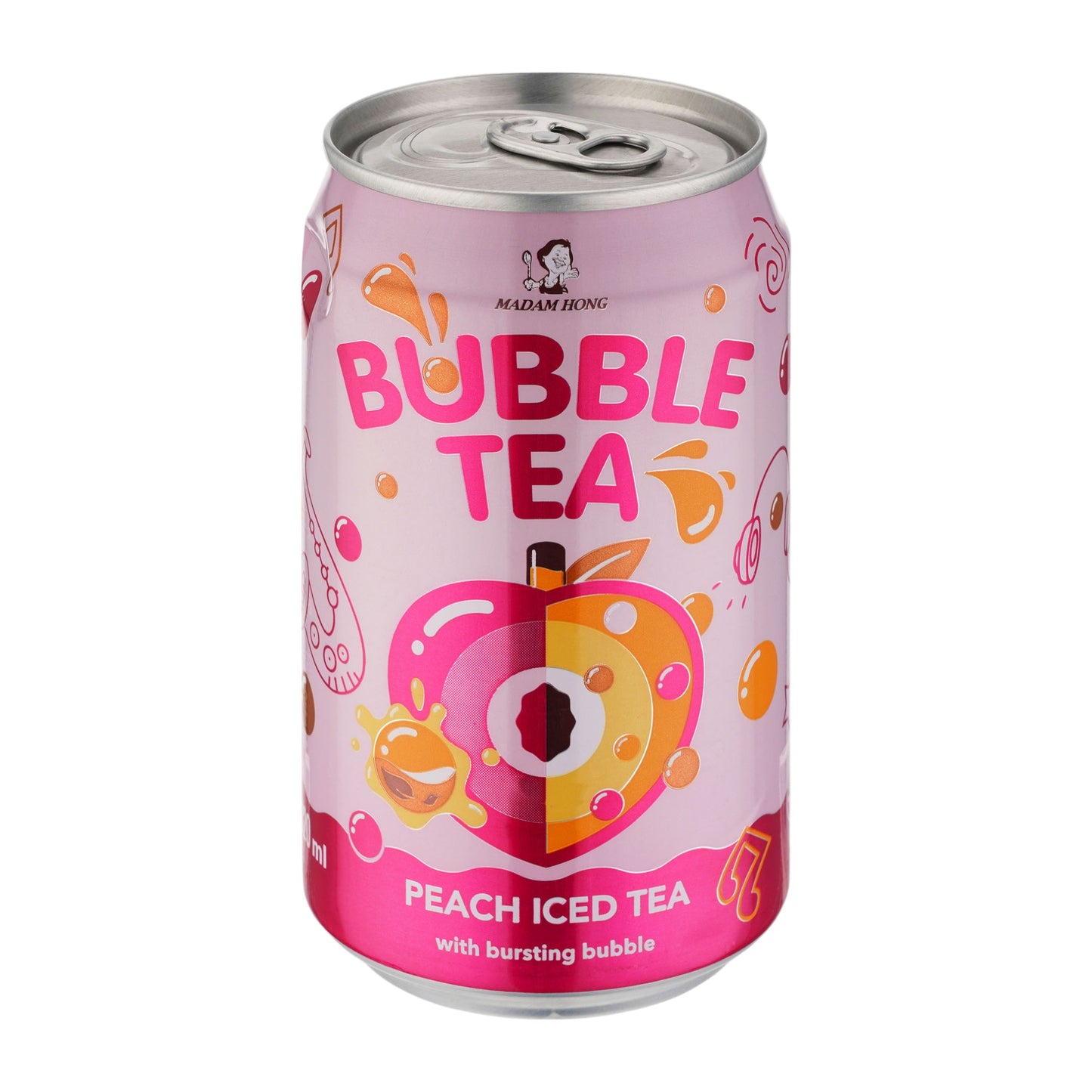 Madam Hong Bubble Tea Peach Iced Tea 320ml – Pfirsich-Eistee mit Geleeperlen