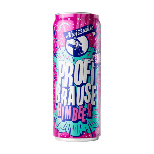 Ahoj Brause Himbeere 330ml Dose in auffälligem pink-blauen Retro-Design
