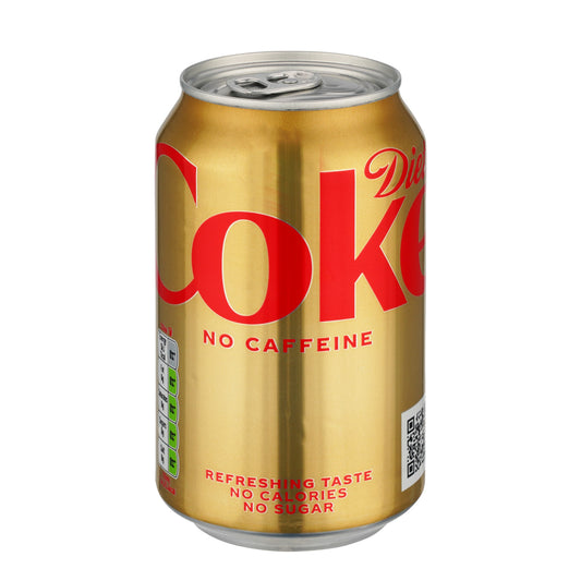 Diet Coke No Caffeine in der goldenen 330 ml Dose ohne Zucker und ohne Koffein